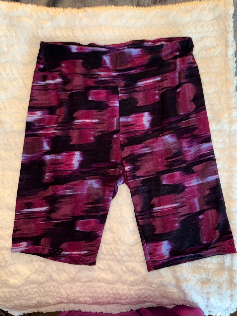 Terra & Sky Plum and Black Abstract Stretch Bike Shorts